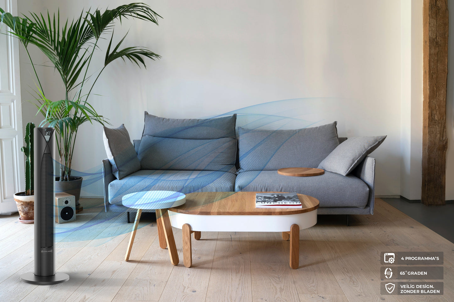 CoolHome Torenventilator met afstandsbediening - grijs - Tweedekans