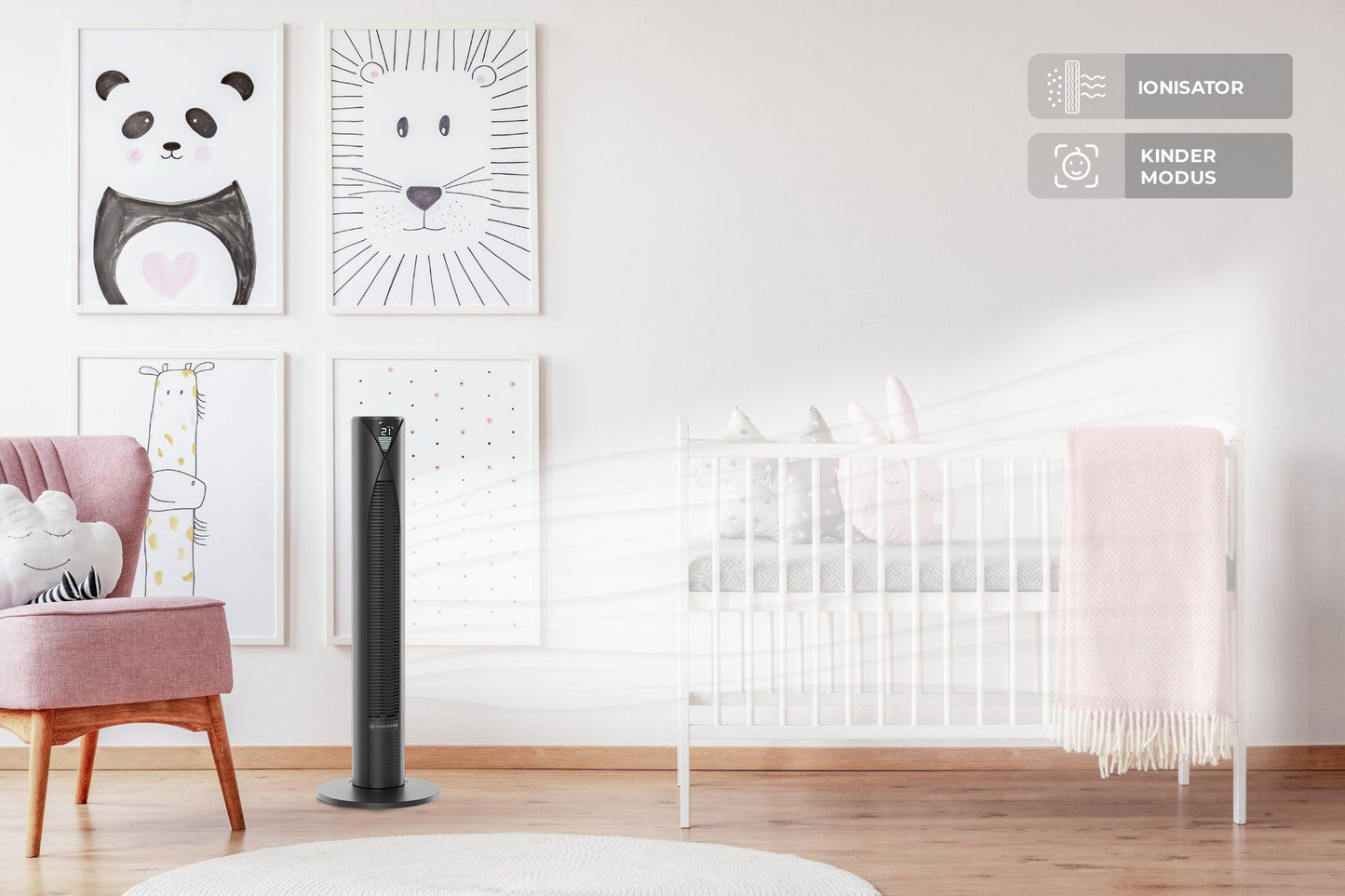 CoolHome Torenventilator met afstandsbediening - grijs - Tweedekans