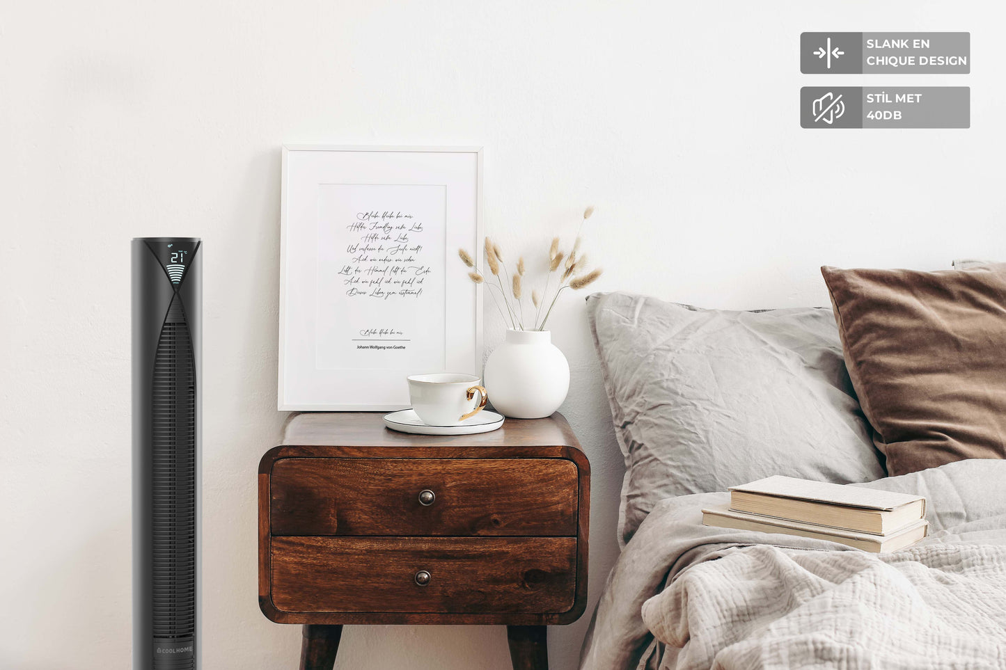 CoolHome Torenventilator met afstandsbediening - grijs - Tweedekans