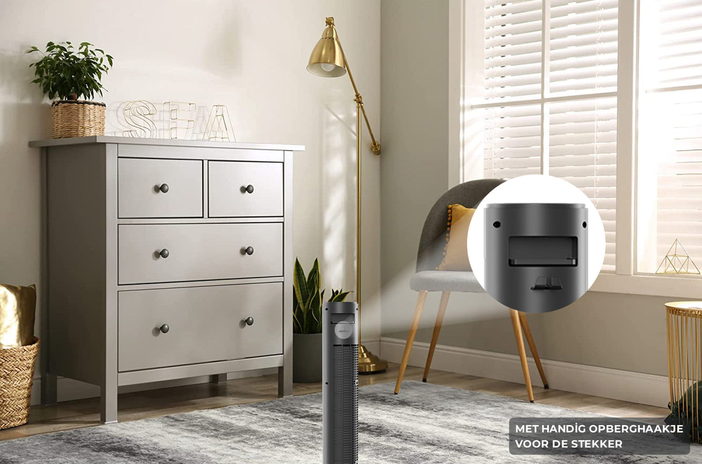 CoolHome Torenventilator met afstandsbediening - grijs - Tweedekans
