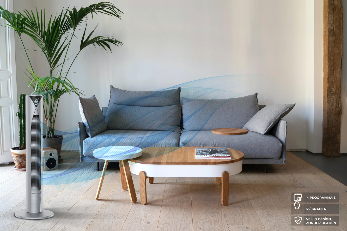 CoolHome Torenventilator met afstandsbediening - grijs - Tweedekans