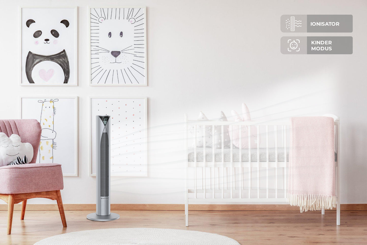 CoolHome Torenventilator met afstandsbediening - grijs - Tweedekans