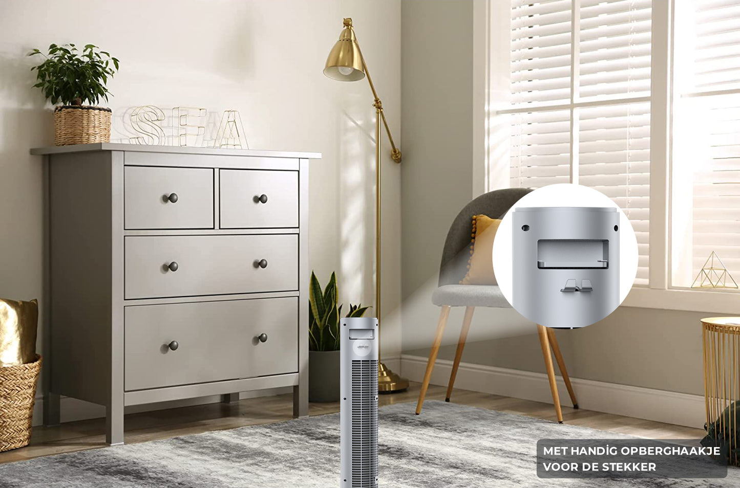 CoolHome Torenventilator met afstandsbediening - grijs - Tweedekans