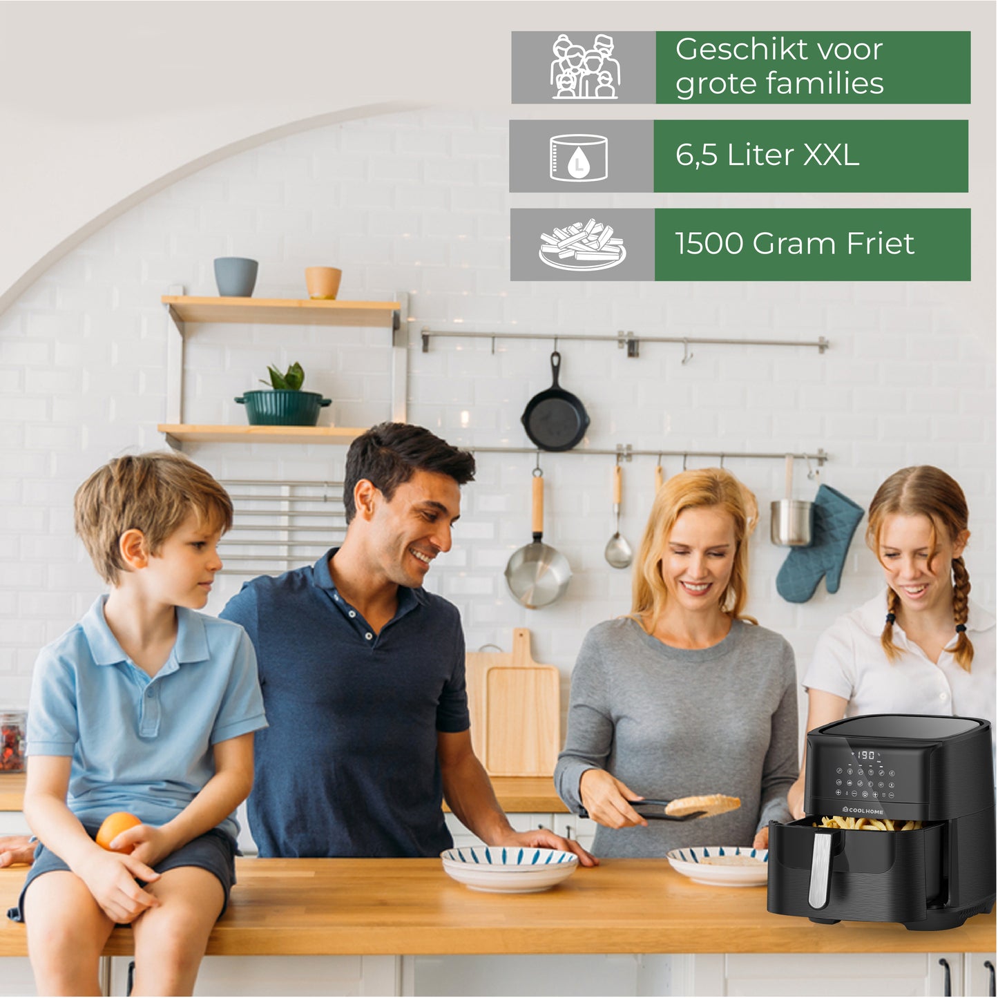 CoolHome  Airfryer XXL Deluxe - 6,5 Liter
